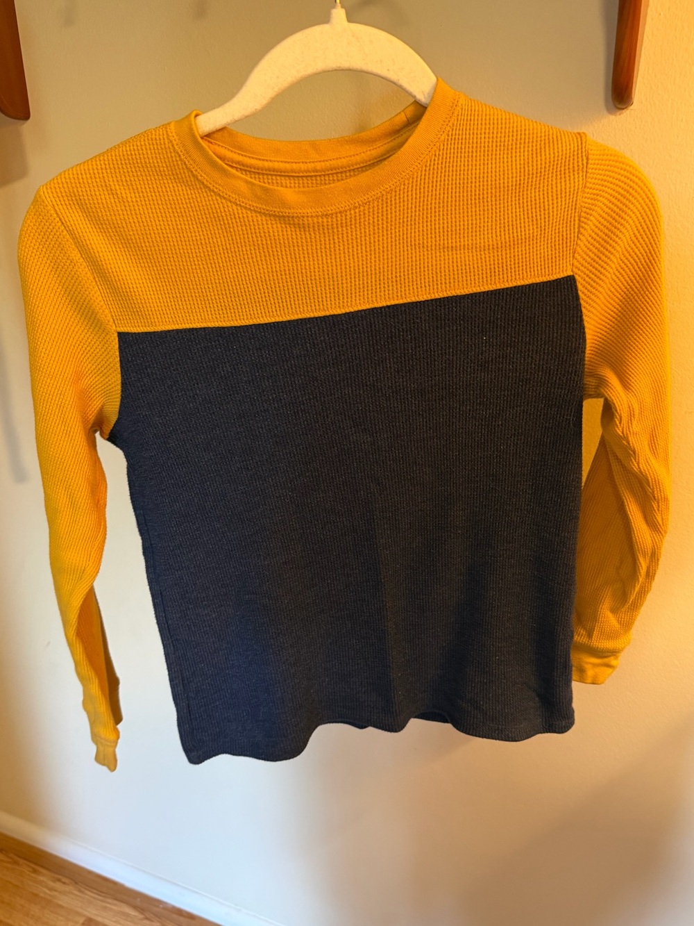 Colorblock Long Sleeve Top in Mustard Yellow and Navy